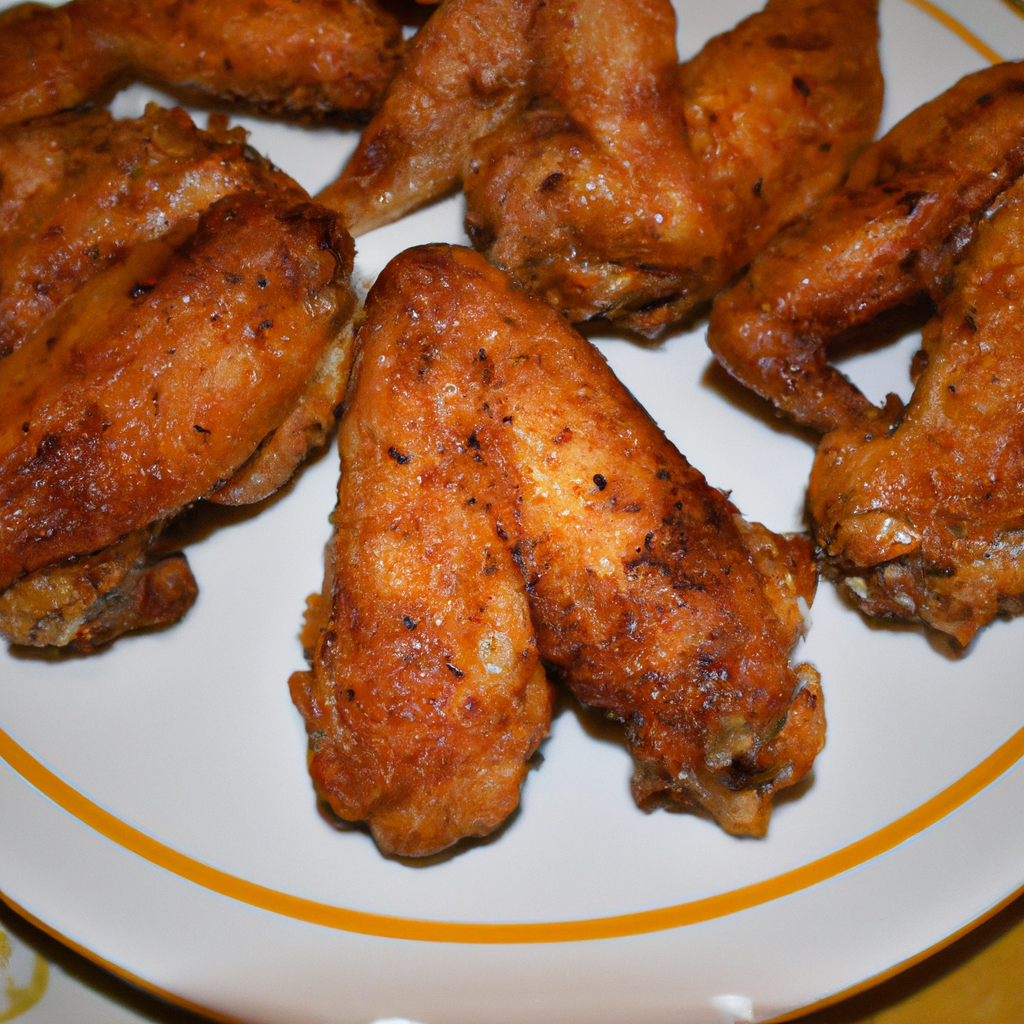 A plate of golden brown crispy chicken wings